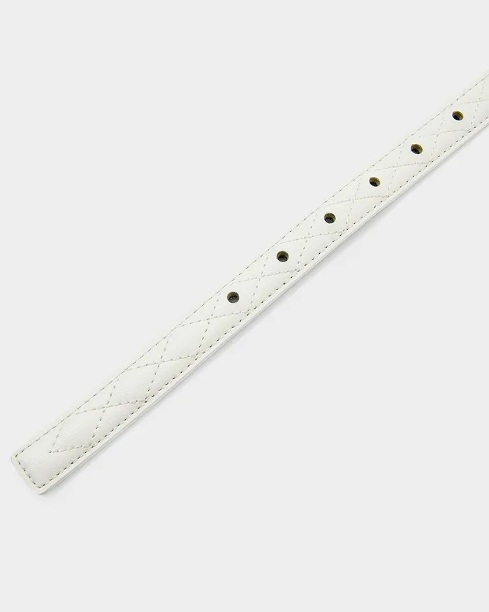 Forcast Nahla Leather Quilted Belt Creamblack Women Belts