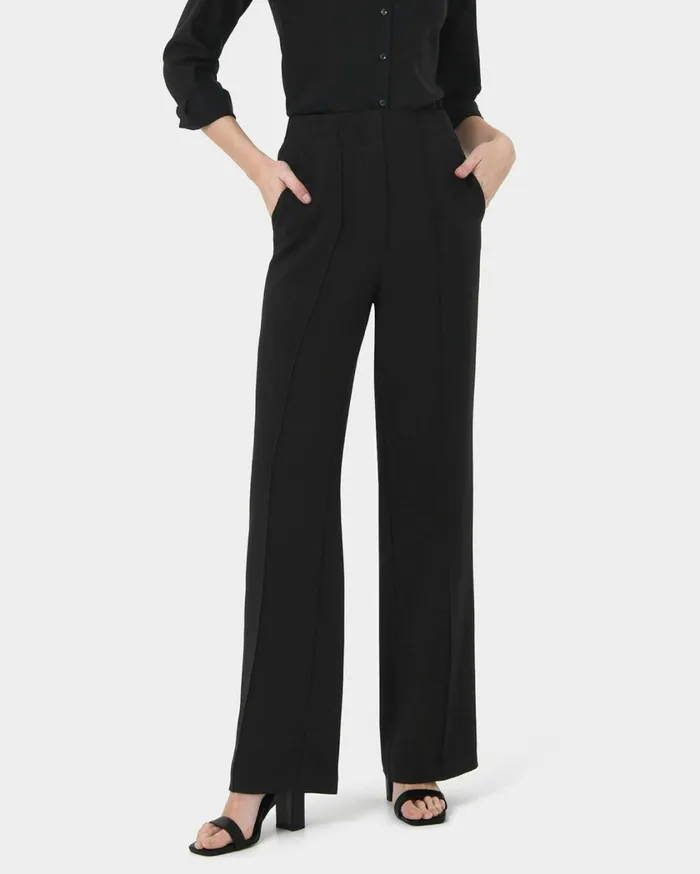 Forcast Nalani Pin Tuck Trousers Black Women HighWaisted Pants