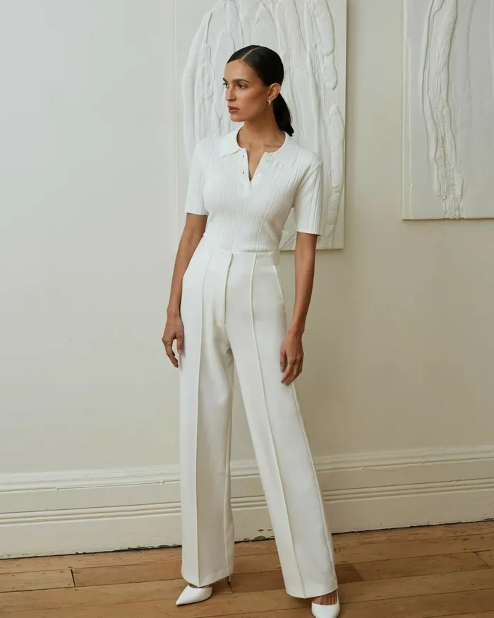 Forcast Nalani Pin Tuck Trousers Black Women HighWaisted Pants