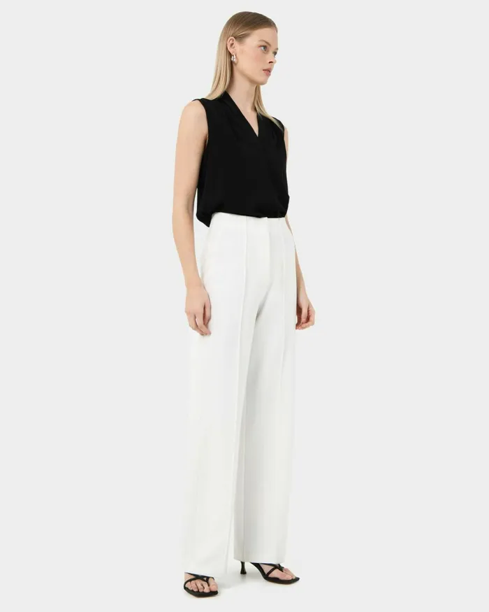 Forcast Nalani Pin Tuck Trousers Black Women HighWaisted Pants