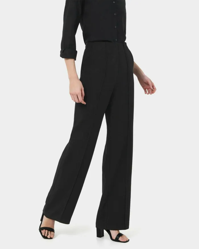 Forcast Nalani Pin Tuck Trousers Black Women HighWaisted Pants