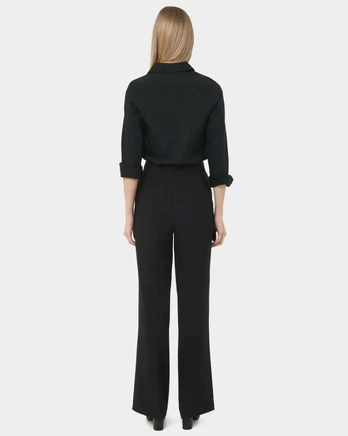 Forcast Nalani Pin Tuck Trousers Black Women HighWaisted Pants