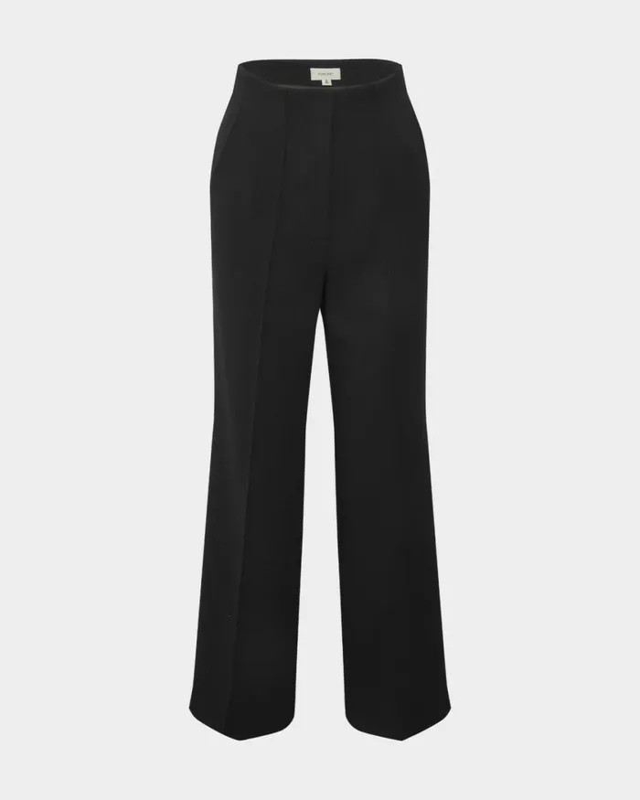 Forcast Nalani Pin Tuck Trousers Black Women HighWaisted Pants
