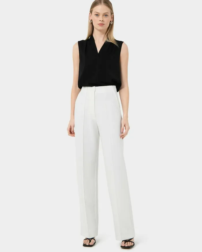 Forcast Nalani Pin Tuck Trousers Black Women HighWaisted Pants