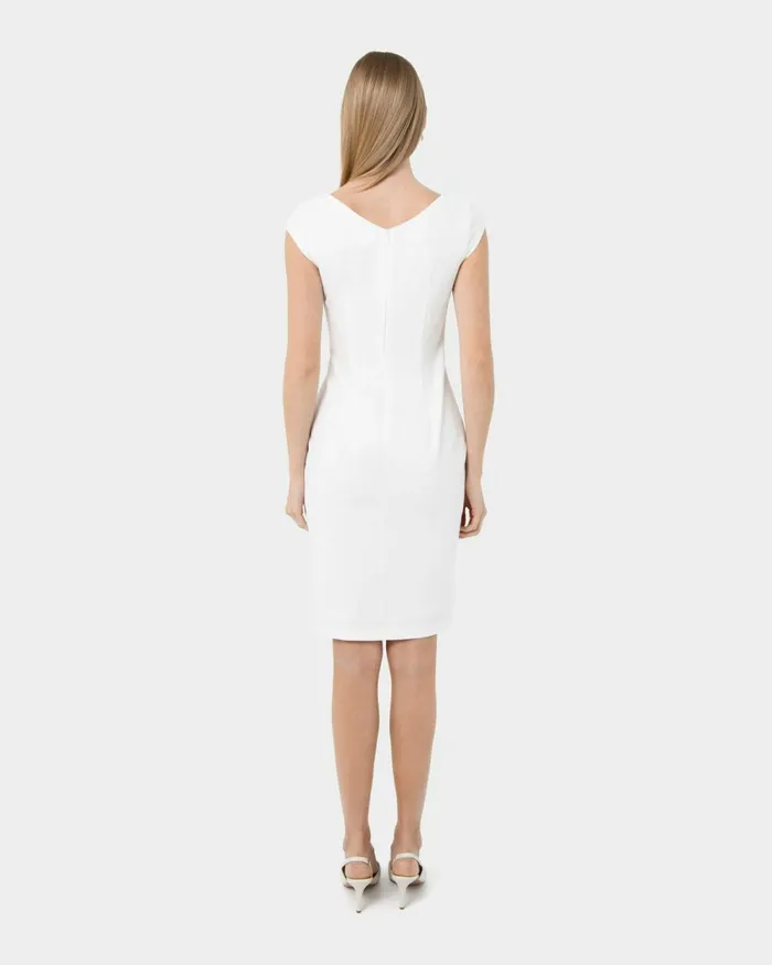 Forcast New Kenzie Asymmetric Dress Ivoryblack Women Work Dresses