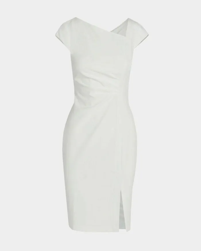 Forcast New Kenzie Asymmetric Dress Ivoryblack Women Work Dresses