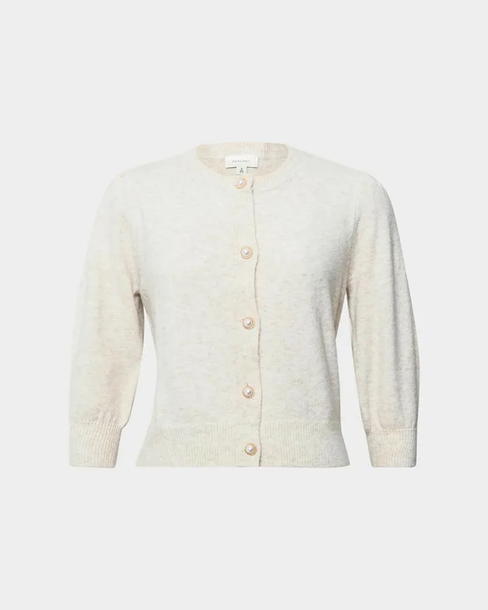 Forcast Nia Button Cardigan Almonddusty Blue Women Long Sleeve Tops