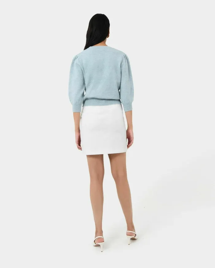 Forcast Nia Button Cardigan Almonddusty Blue Women Long Sleeve Tops