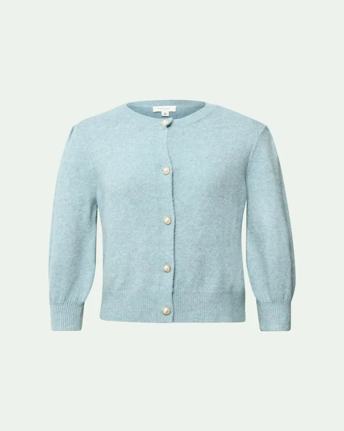 Forcast Nia Button Cardigan Almonddusty Blue Women Long Sleeve Tops