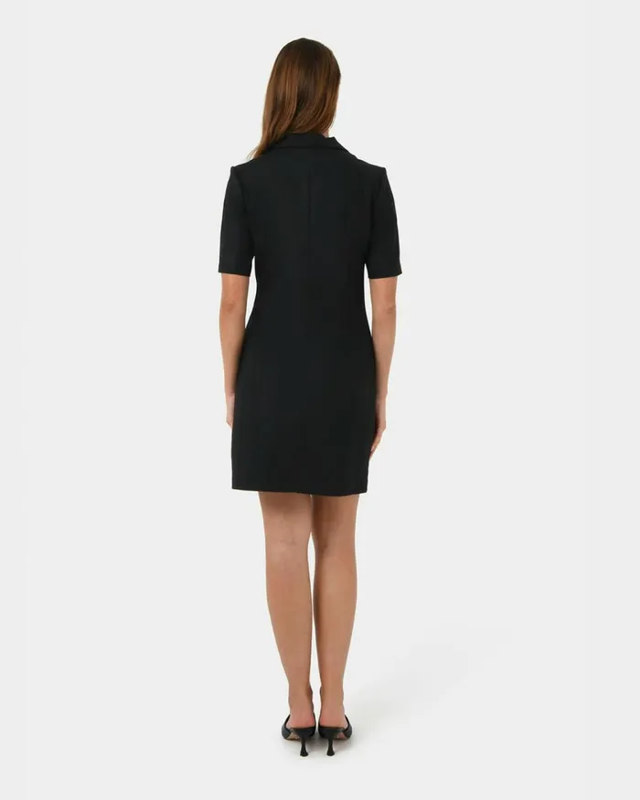Forcast Nia Button Linen Dress Biscuitblack Women Mini Dresses