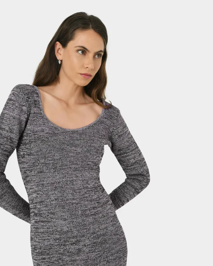 Forcast Nico Slim Fit Knit Dress Multi Women Midi Dresses