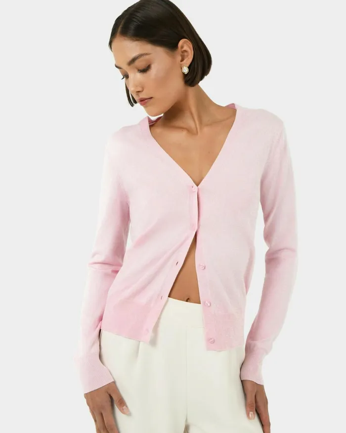 Forcast Nicolette Vneck Knit Cardigan Mauve Pinkrubyoatmealbaby Pinkcoral Creamboneivorymintdark Navyblack Women Long Sleeve Tops