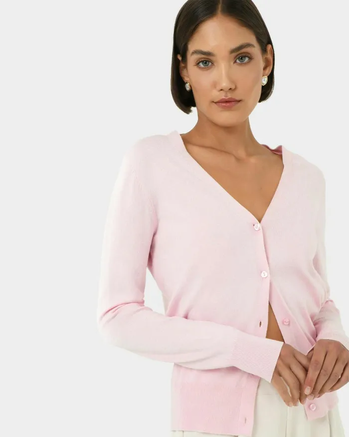 Forcast Nicolette Vneck Knit Cardigan Mauve Pinkrubyoatmealbaby Pinkcoral Creamboneivorymintdark Navyblack Women Long Sleeve Tops