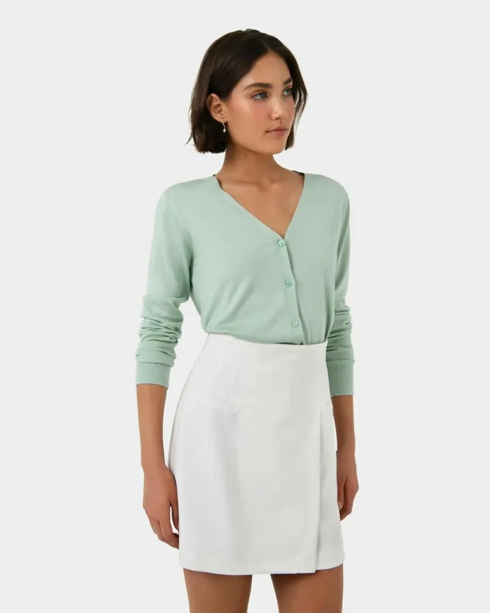 Forcast Nicolette Vneck Knit Cardigan Mauve Pinkrubyoatmealbaby Pinkcoral Creamboneivorymintdark Navyblack Women Long Sleeve Tops