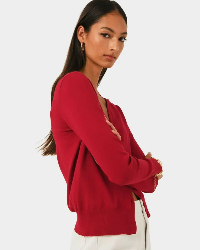 Forcast Nicolette Vneck Knit Cardigan Mauve Pinkrubyoatmealbaby Pinkcoral Creamboneivorymintdark Navyblack Women Long Sleeve Tops