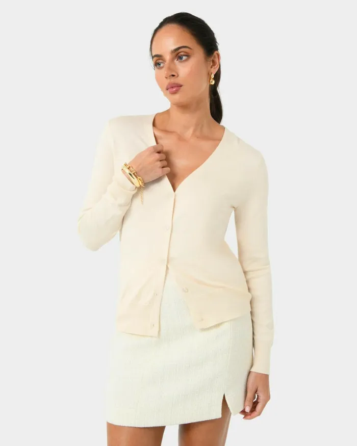 Forcast Nicolette Vneck Knit Cardigan Rubyoatmealbaby Pinkcoral Creamboneivorymintdark Navyblack Women Long Sleeve Tops