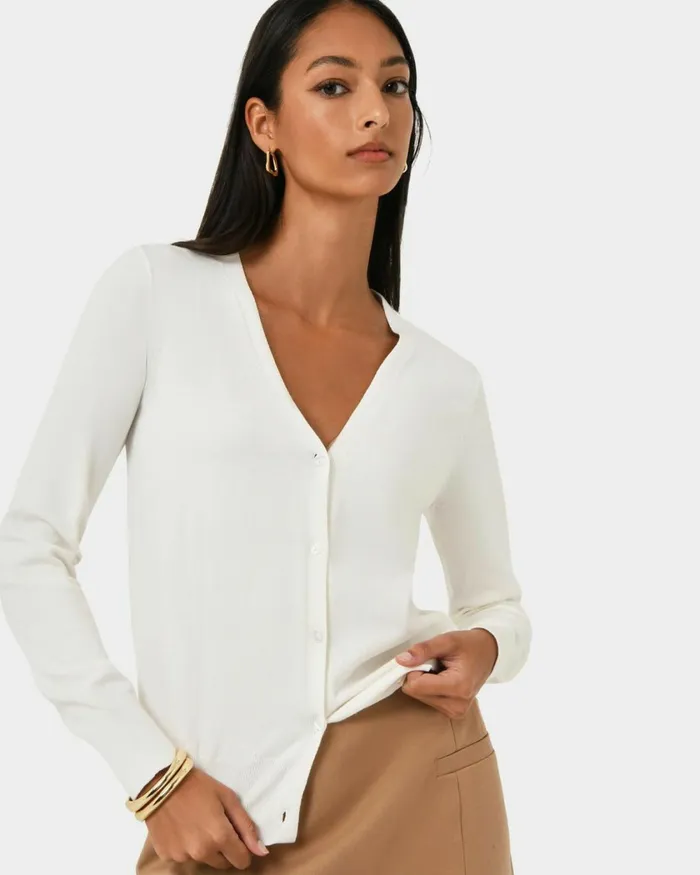 Forcast Nicolette Vneck Knit Cardigan Rubyoatmealbaby Pinkcoral Creamboneivorymintdark Navyblack Women Long Sleeve Tops