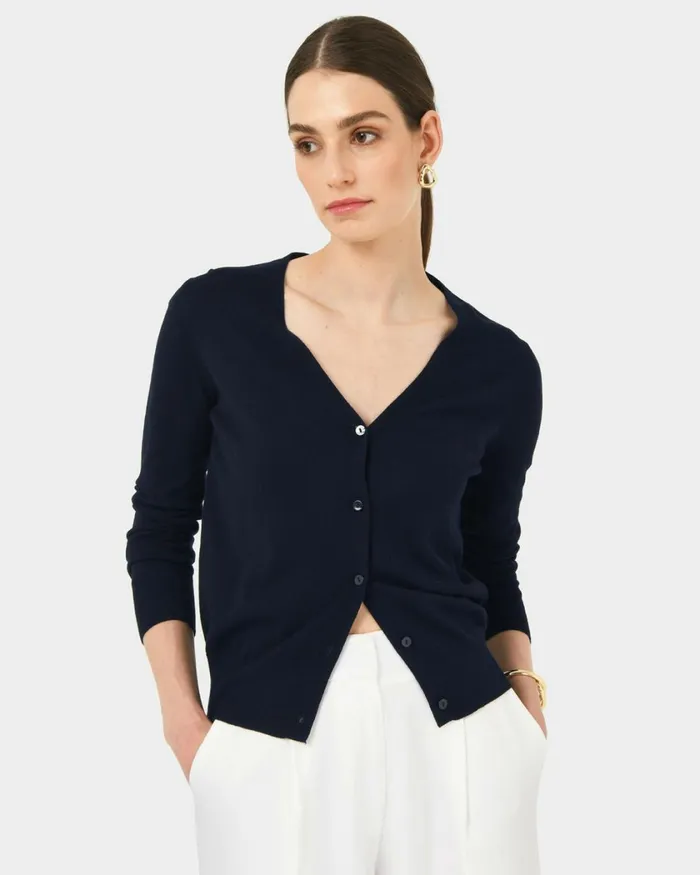 Forcast Nicolette Vneck Knit Cardigan Sky Bluerubyoatmealboneivorymintdark Navyblack Women Long Sleeve Tops