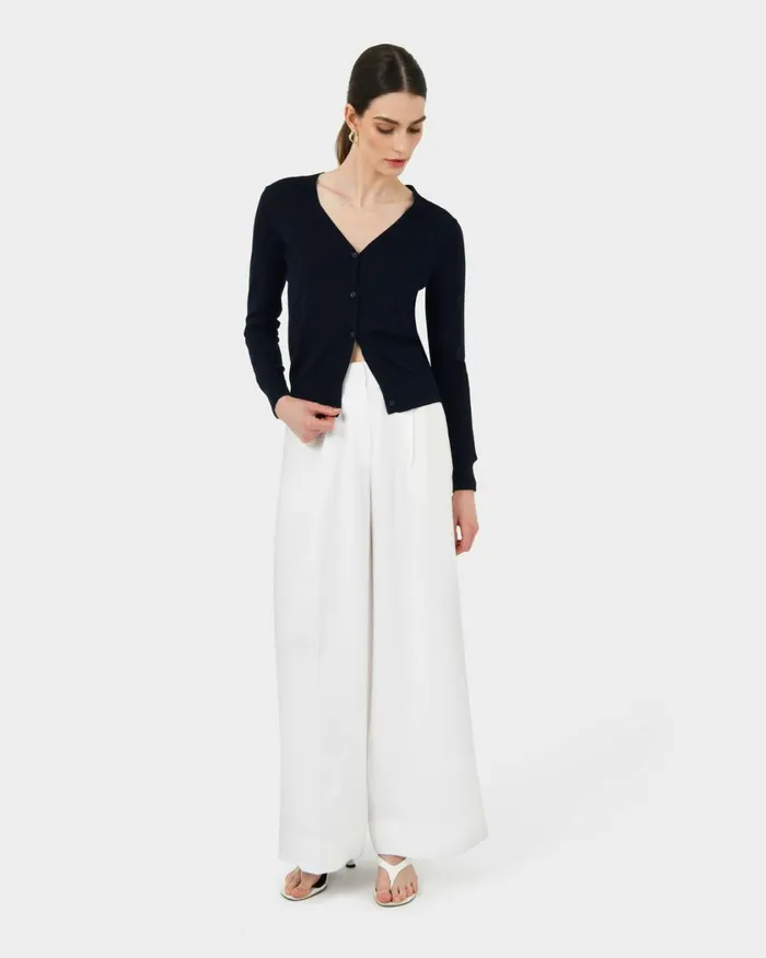 Forcast Nicolette Vneck Knit Cardigan Sky Bluerubyoatmealboneivorymintdark Navyblack Women Long Sleeve Tops