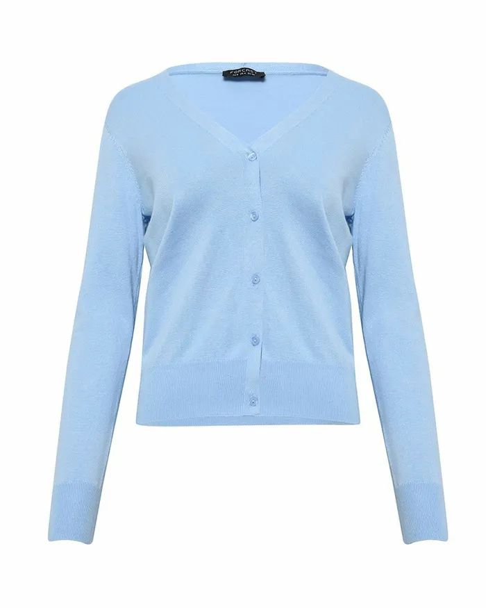 Forcast Nicolette Vneck Knit Cardigan Sky Bluerubyoatmealboneivorymintdark Navyblack Women Long Sleeve Tops