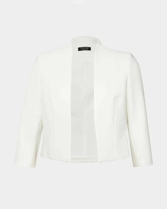 Forcast Nikki Collarless Crop Jacket Ivoryblack Women Jackets and Blazers