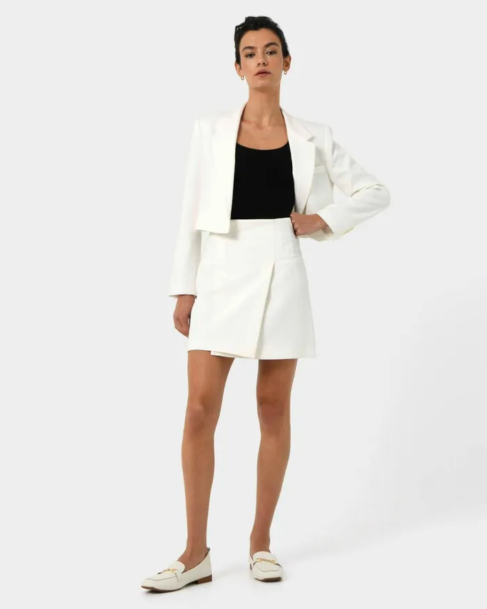 Forcast Nikki Cropped Blazer Ivoryblack Women Jackets and Blazers