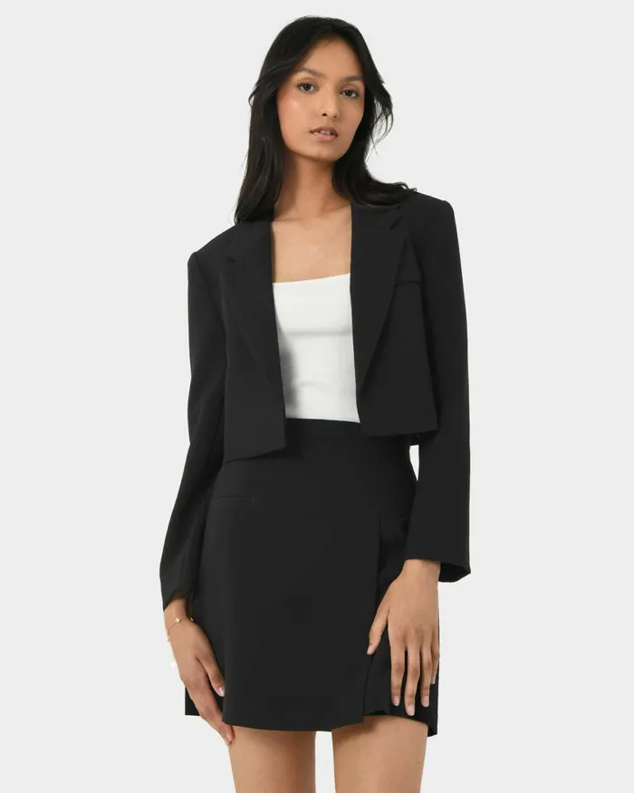 Forcast Nikki Cropped Blazer Ivoryblack Women Jackets and Blazers