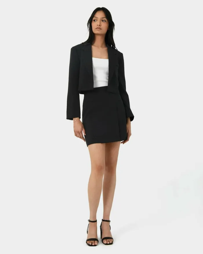Forcast Nikki Cropped Blazer Ivoryblack Women Jackets and Blazers