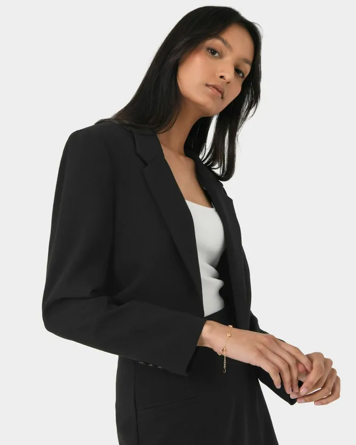 Forcast Nikki Cropped Blazer Ivoryblack Women Jackets and Blazers
