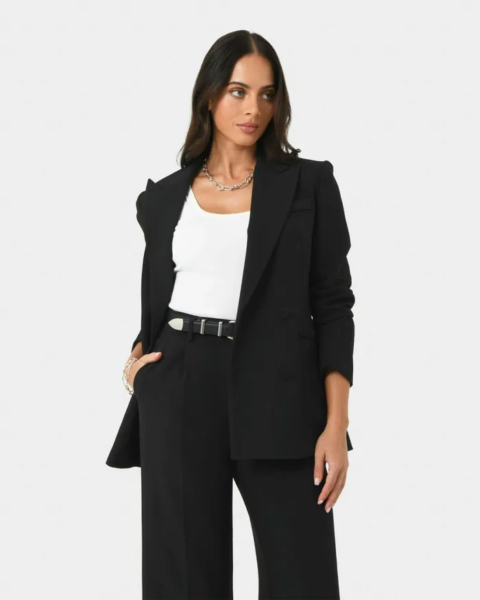 Forcast Nikki Double Breasted Blazer Warm Taupeblack Women Jackets and Blazers Forcast Nikki Double Breasted Blazer Warm Taupeblack Women Jackets and Blazers