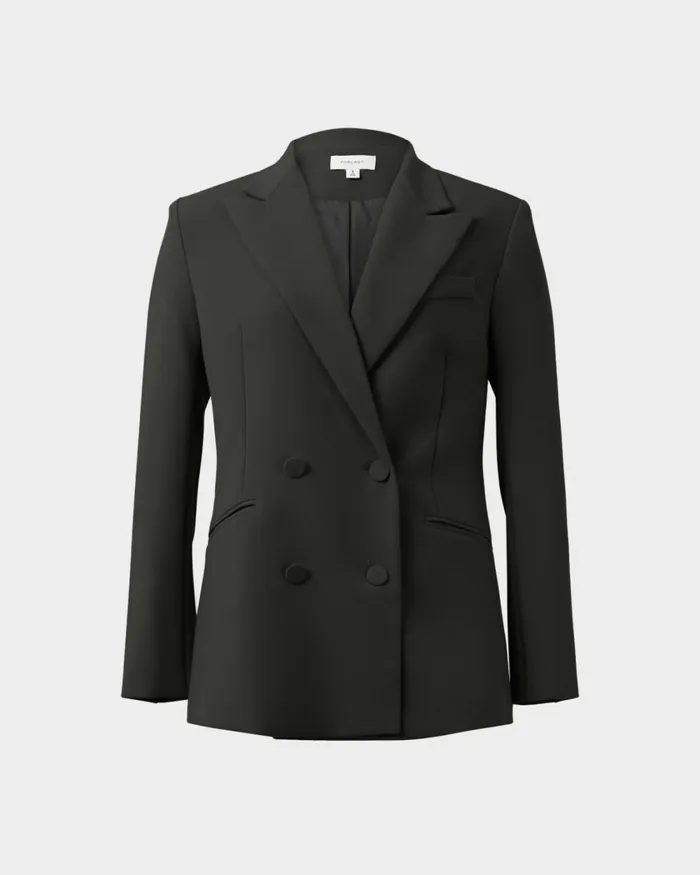 Forcast Nikki Double Breasted Blazer Warm Taupeblack Women Jackets and Blazers