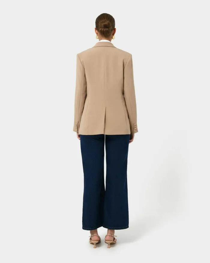 Forcast Nikki Double Breasted Blazer Warm Taupeblack Women Jackets and Blazers