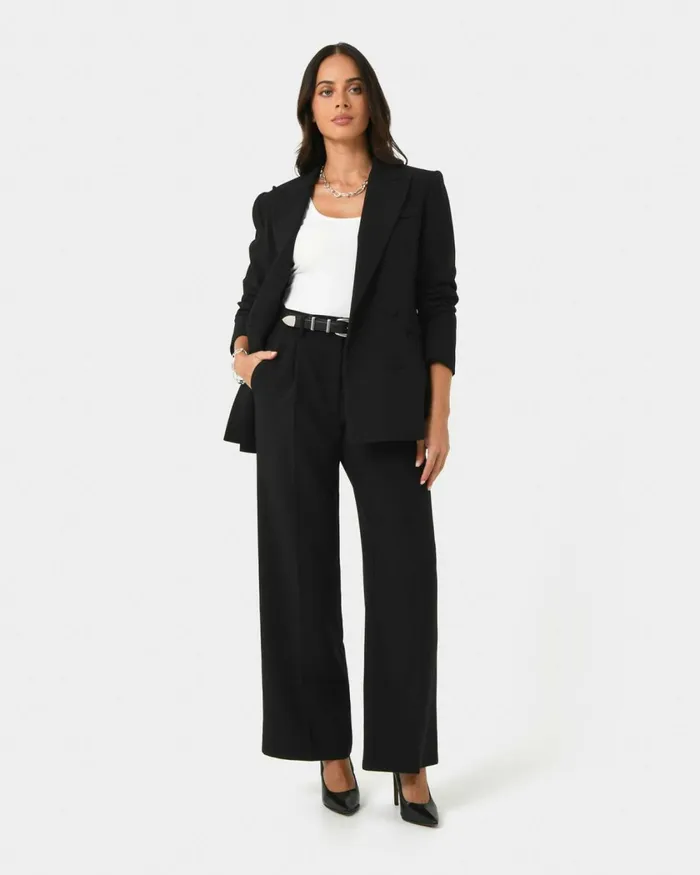 Forcast Nikki Double Breasted Blazer Warm Taupeblack Women Jackets and Blazers