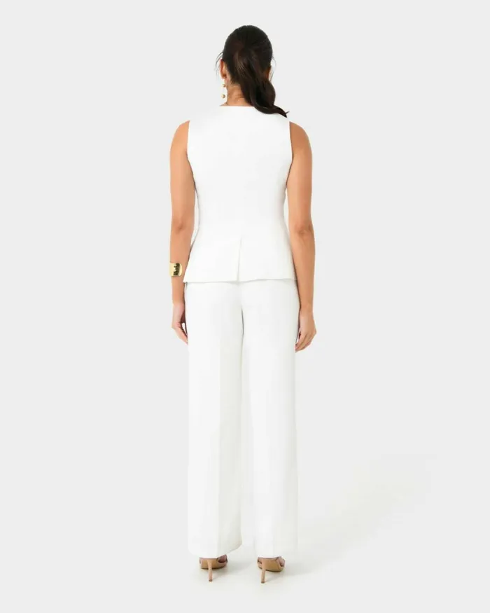 Forcast Nikki Longline Vest Warm Taupeivoryblack Women TShirts and Tops