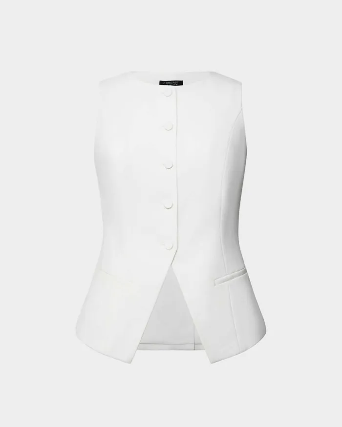 Forcast Nikki Longline Vest Warm Taupeivoryblack Women TShirts and Tops