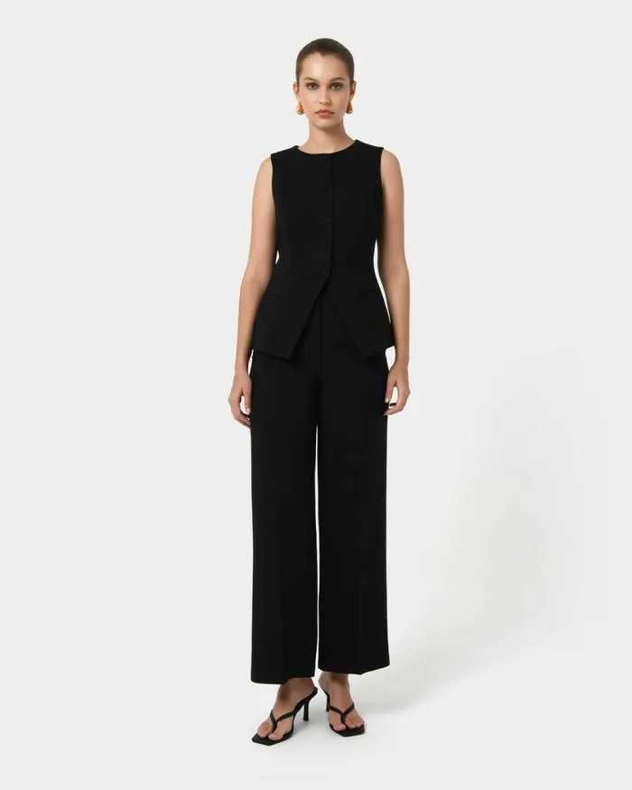 Forcast Nikki Longline Vest Warm Taupeivoryblack Women TShirts and Tops