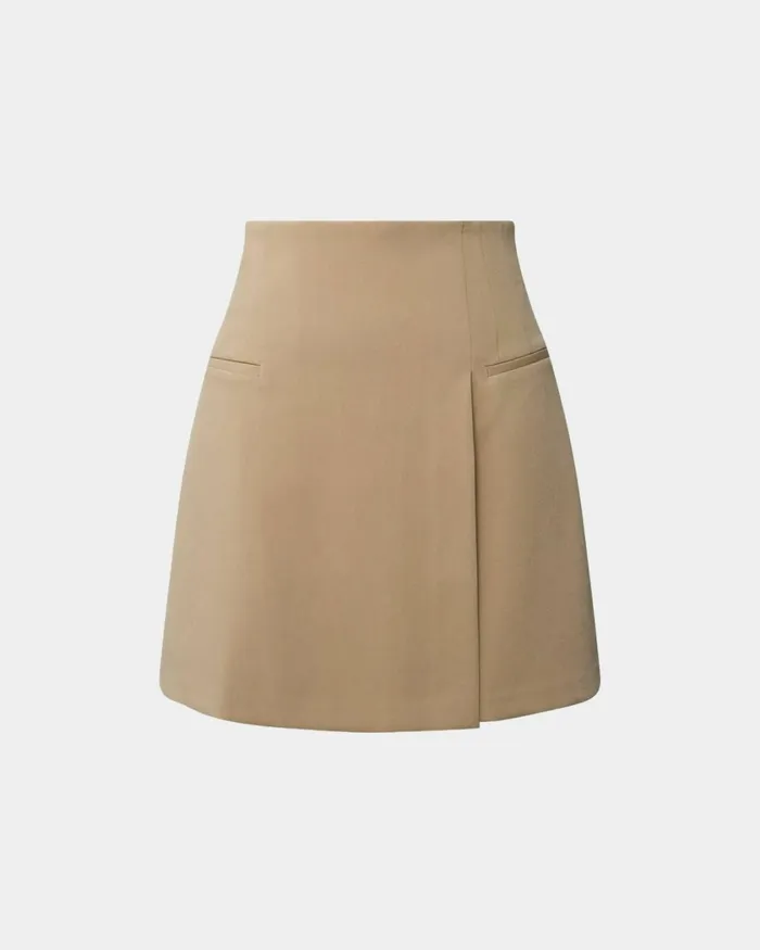 Forcast Nikki Mini Wrap Skirt Warm Taupewhiteblack Women Mini Skirts