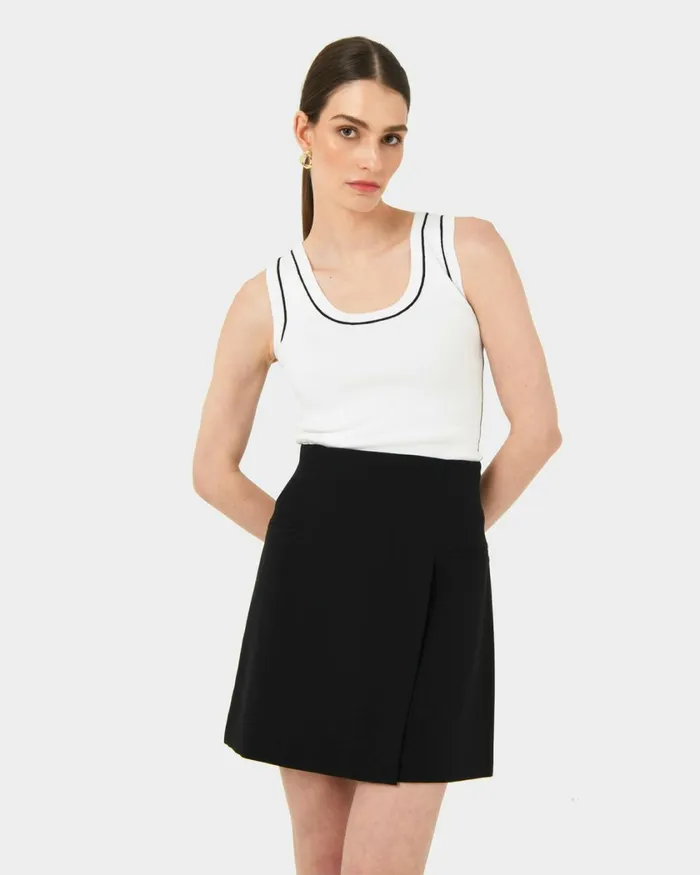 Forcast Nikki Mini Wrap Skirt Warm Taupewhiteblack Women Mini Skirts