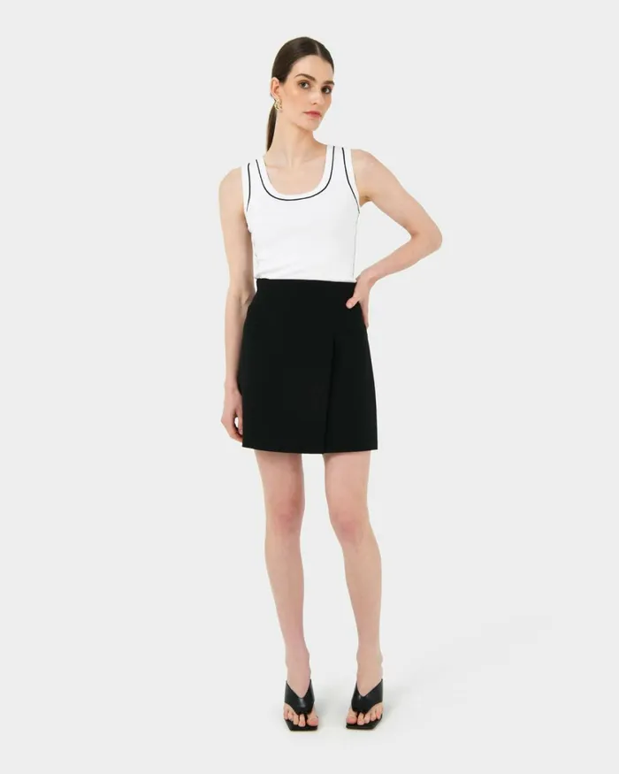 Forcast Nikki Mini Wrap Skirt Warm Taupewhiteblack Women Mini Skirts
