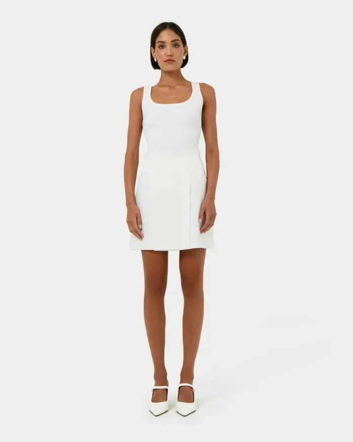 Forcast Nikki Mini Wrap Skirt Warm Taupewhiteblack Women Mini Skirts