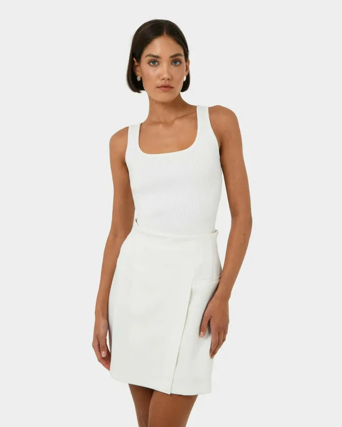 Forcast Nikki Mini Wrap Skirt Warm Taupewhiteblack Women Mini Skirts