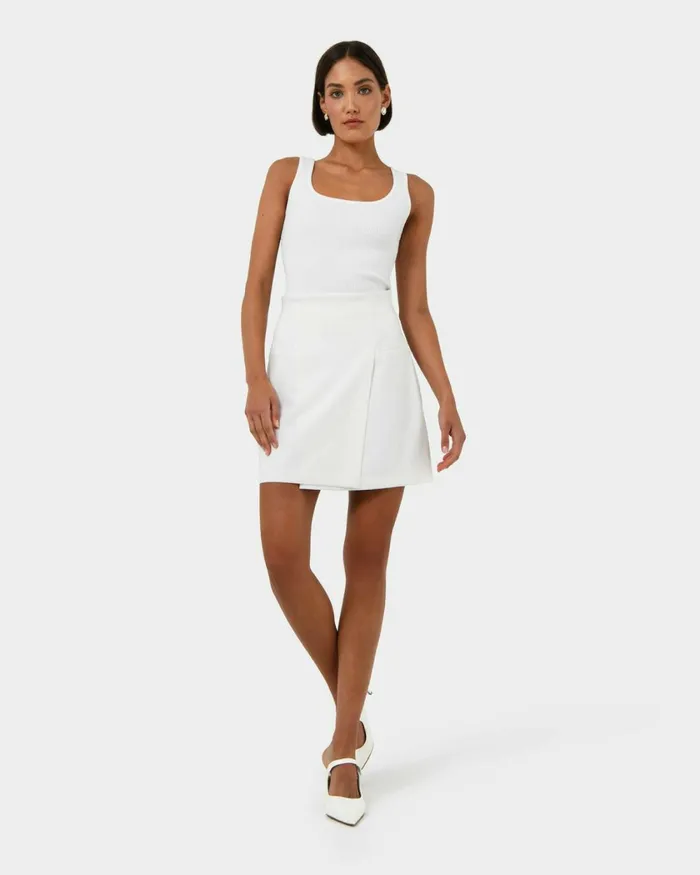 Forcast Nikki Mini Wrap Skirt Warm Taupewhiteblack Women Mini Skirts