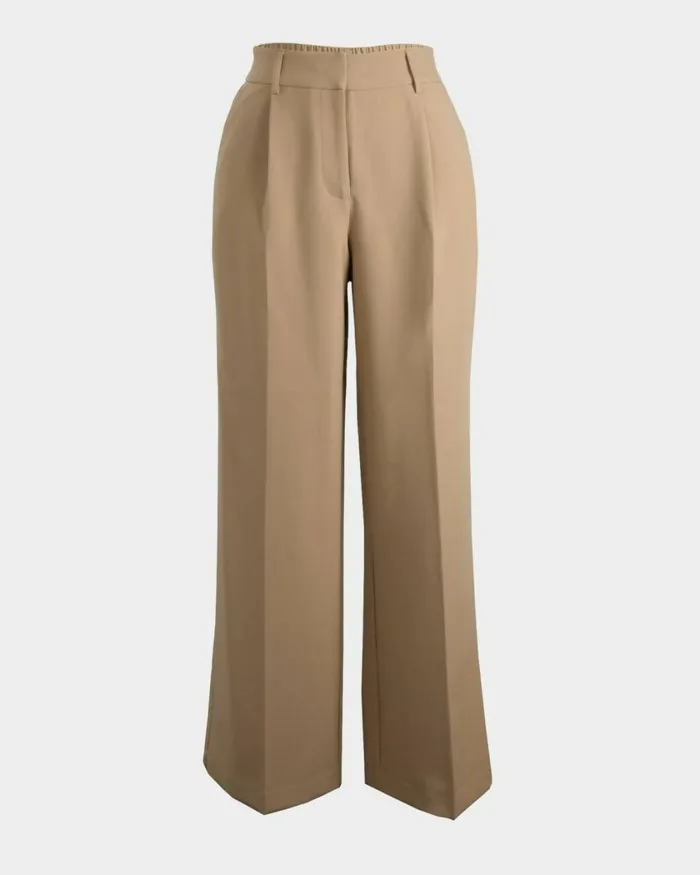 Forcast Nikki Tailored Elastic Pants Warm Taupeivoryblack Women HighWaisted Pants