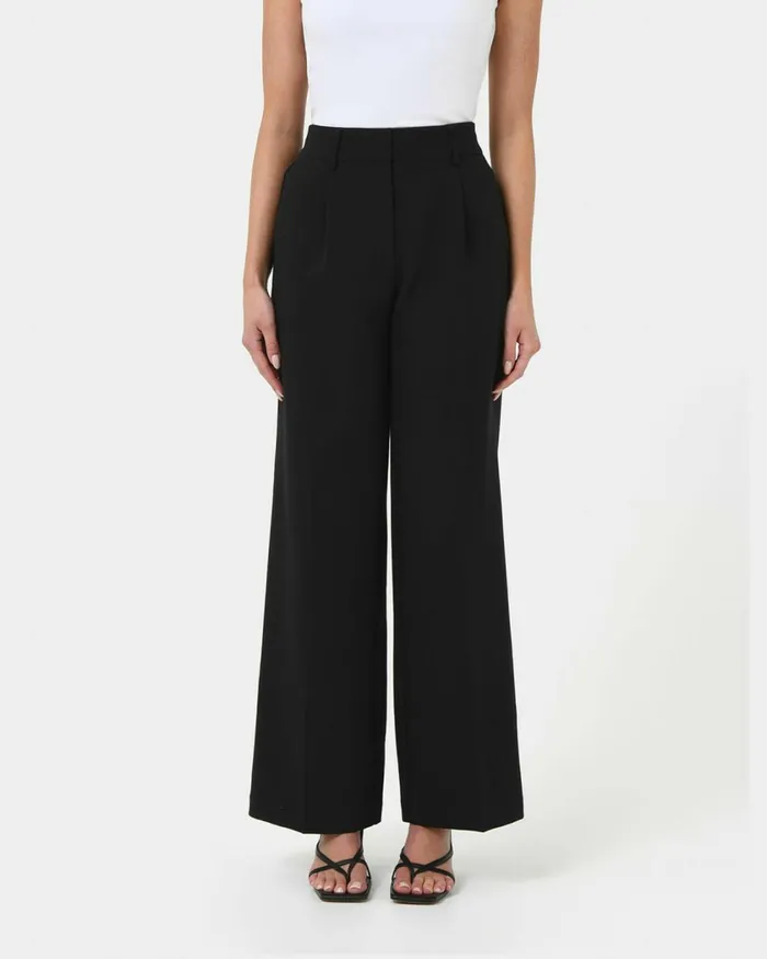 Forcast Nikki Tailored Elastic Pants Warm Taupeivoryblack Women HighWaisted Pants