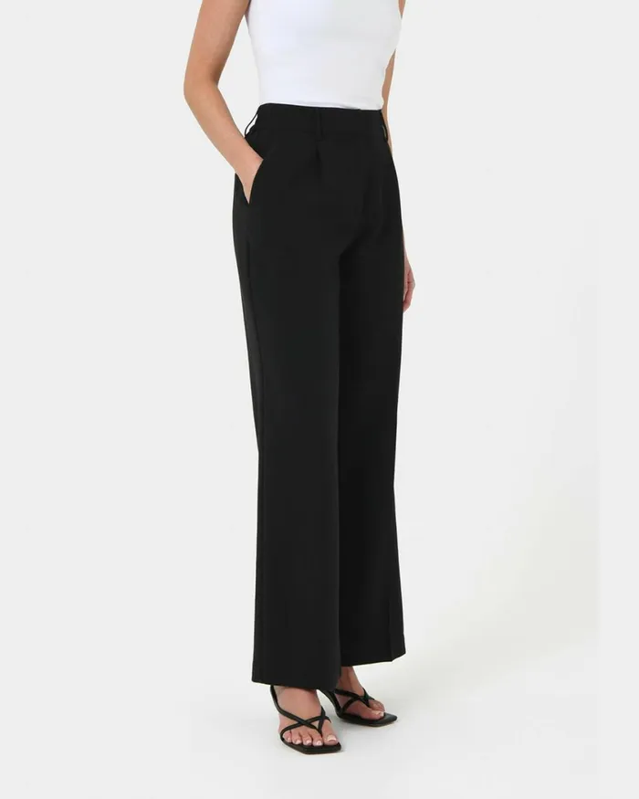 Forcast Nikki Tailored Elastic Pants Warm Taupeivoryblack Women HighWaisted Pants