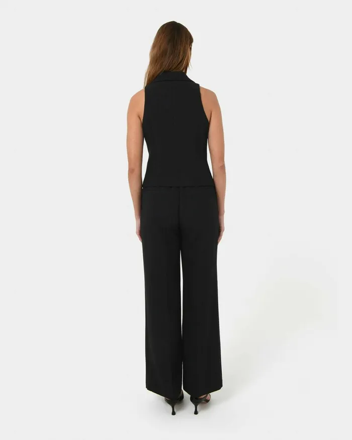 Forcast Nikki Tailored Elastic Pants Warm Taupeivoryblack Women HighWaisted Pants