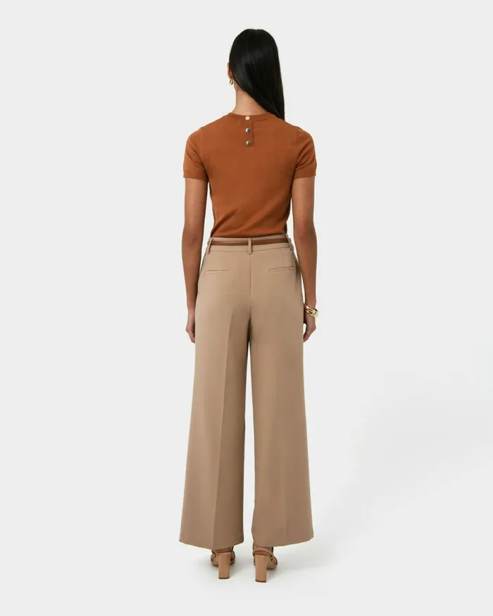 Forcast Nikki Tailored Pants Warm Taupeivoryblack Women HighWaisted Pants