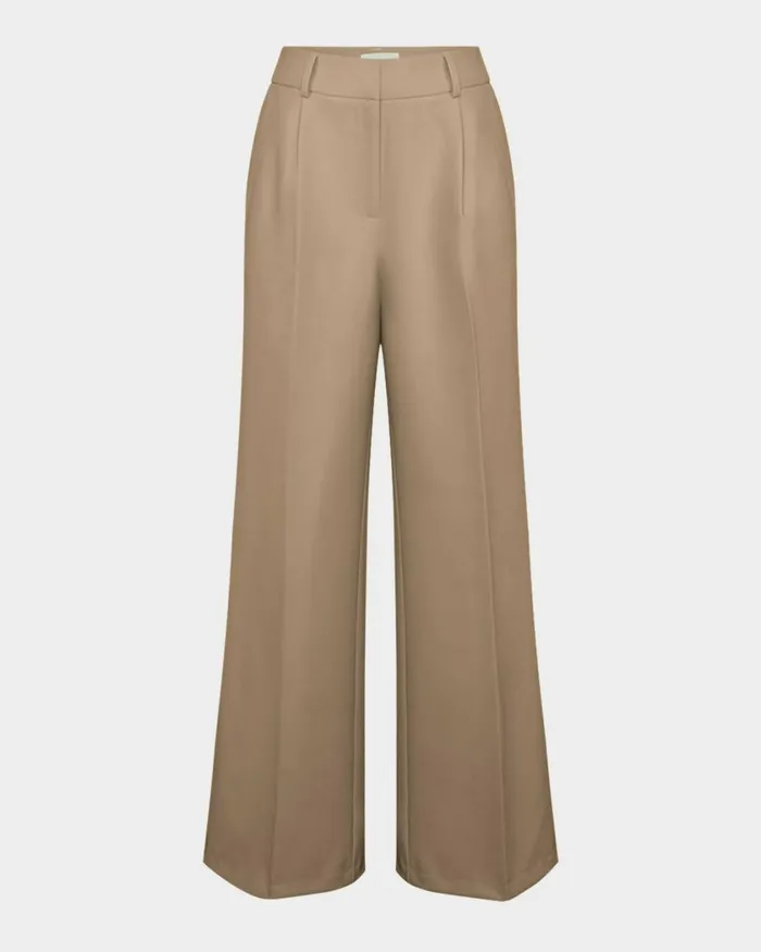 Forcast Nikki Tailored Pants Warm Taupeivoryblack Women HighWaisted Pants