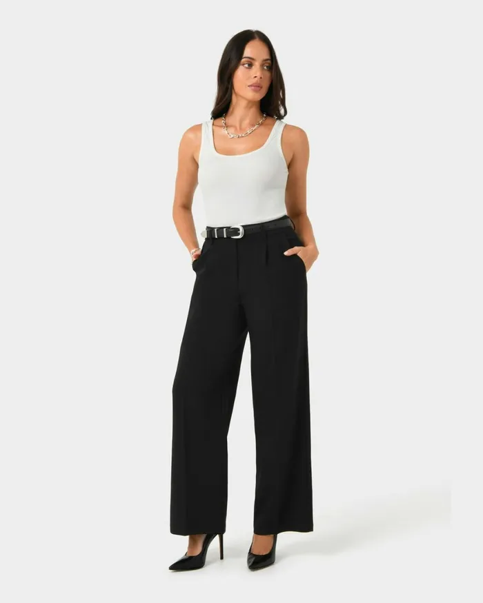 Forcast Nikki Tailored Pants Warm Taupeivoryblack Women HighWaisted Pants