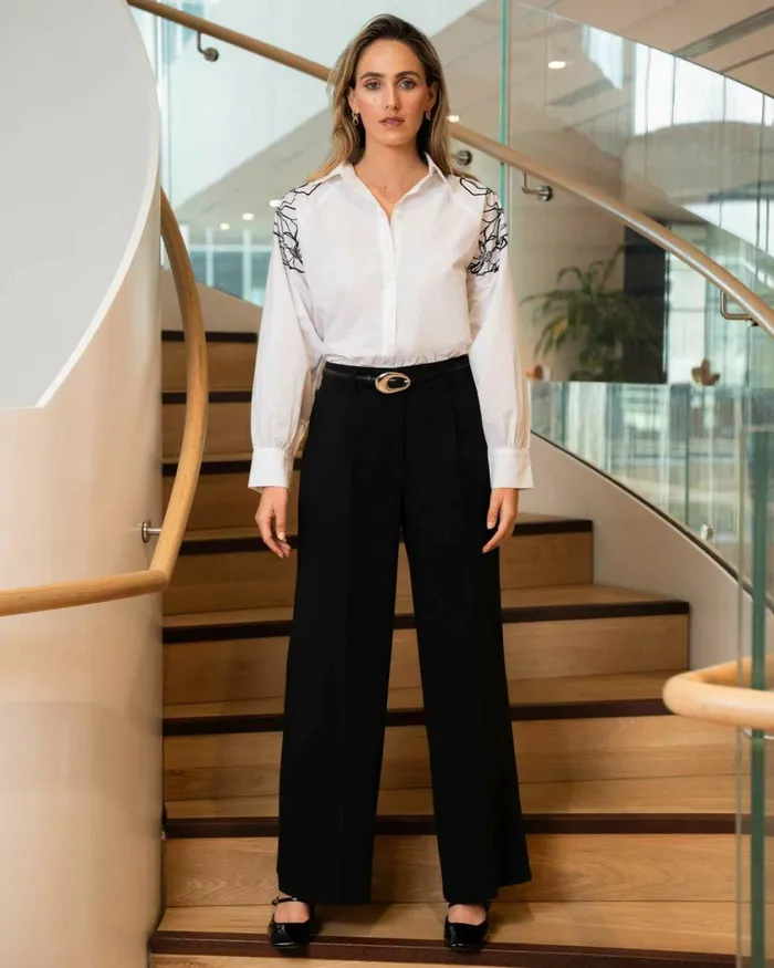 Forcast Nikki Tailored Pants Warm Taupeivoryblack Women HighWaisted Pants